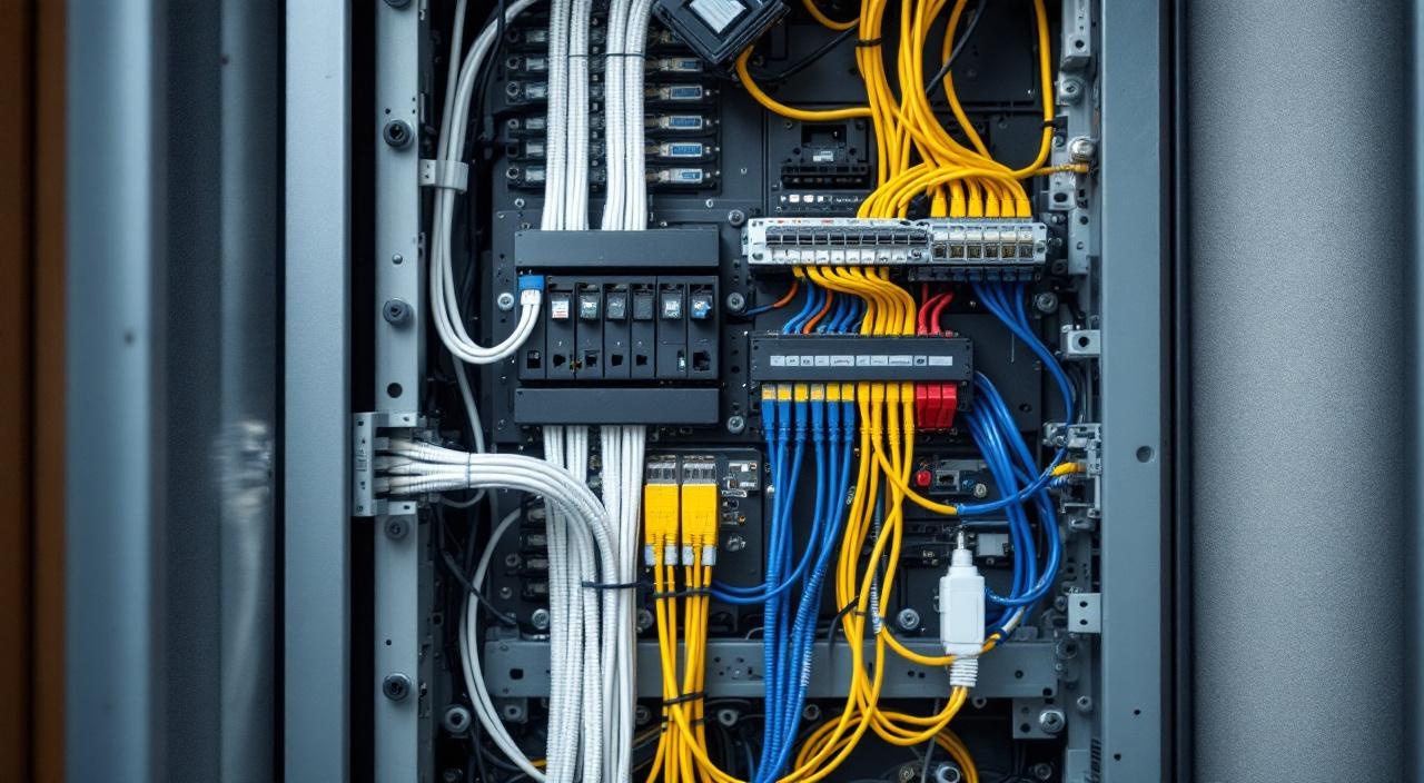 Rack residencial com infraestrutura de automação cabeada organizada